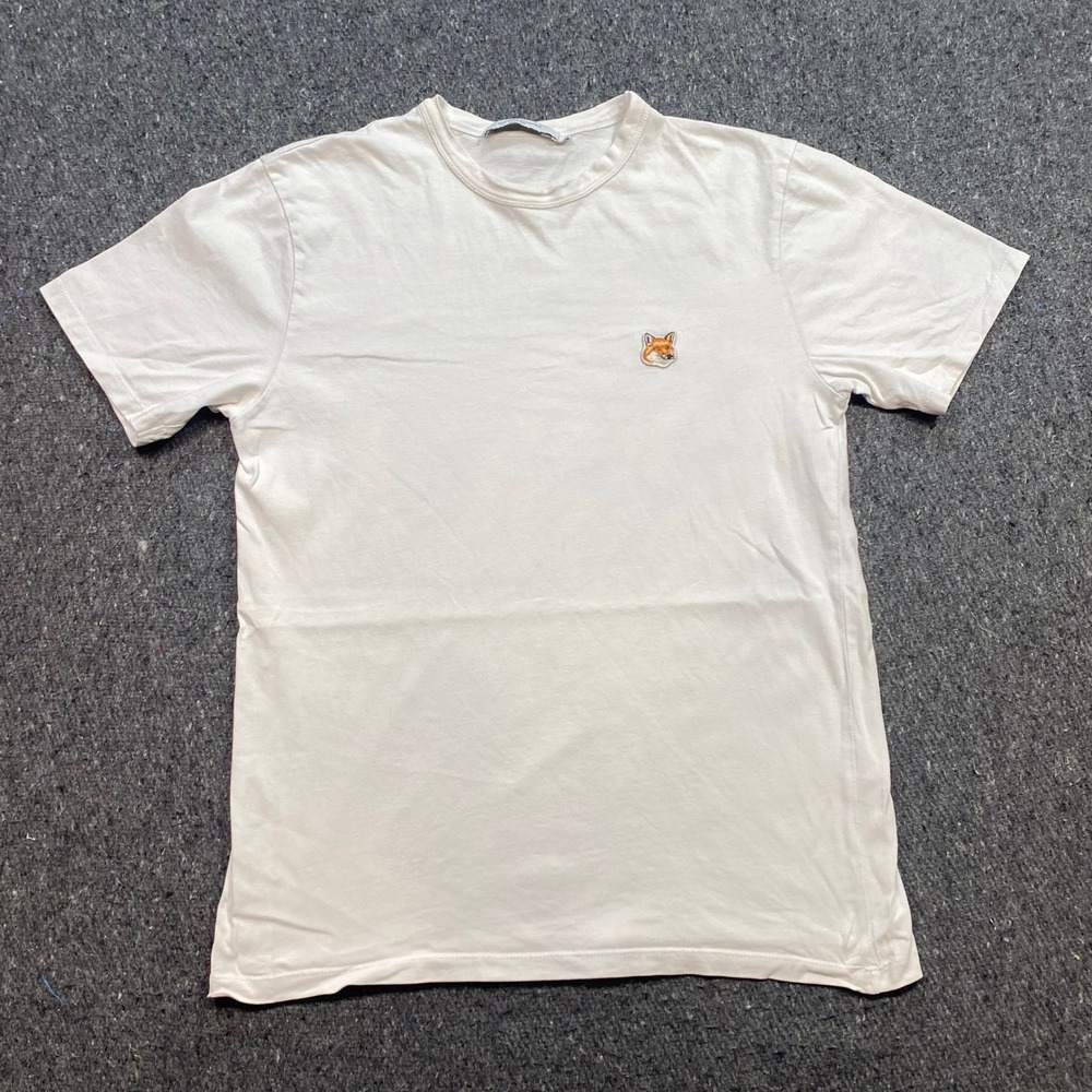 Maison Kitsune TShirt Sz XS Mens White Streetwear Fox Head Patch Crew Neck Tee